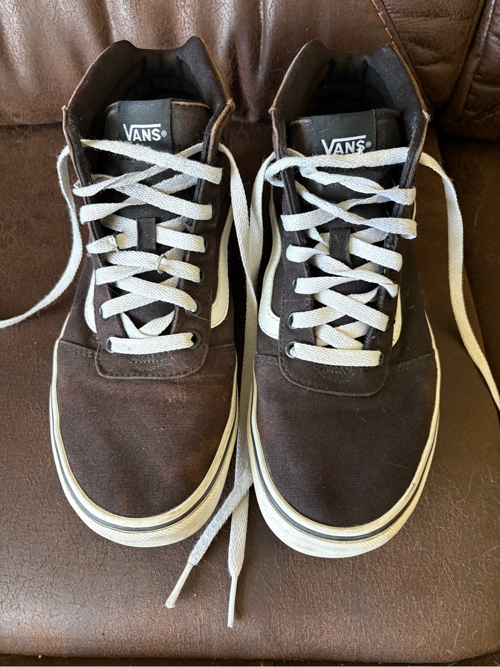 Vans Brown Suede Low-Top Sneakers with White Laces